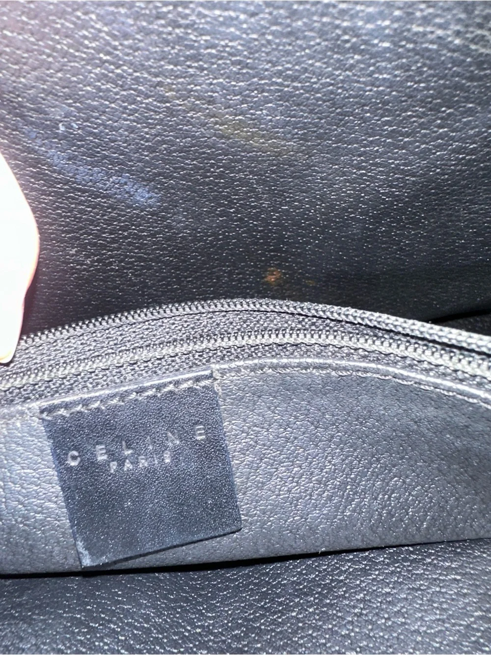 Celine Brown and Black Logo-Print Leather Trim Tote